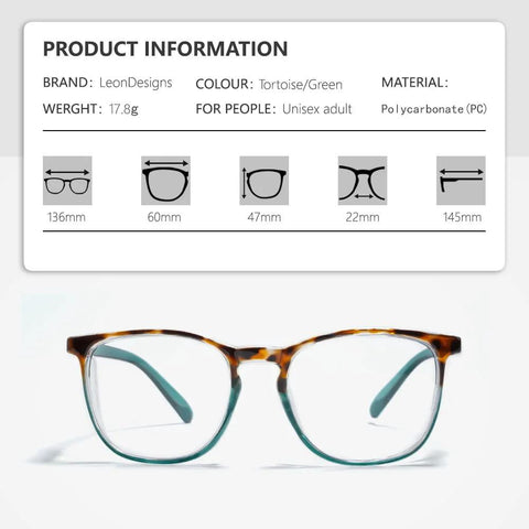 Anti Fog Safety Glasses With Blue Light Blocking UV Protection Z87 Glasses, tortoise/green frame, LeonDesigns brand, polycarbonate material