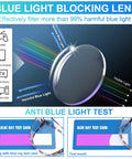 4 Pack Anti Fog Safety Glasses Z87 Plus Blue Light Blocking Eyewear For Nurses showing blue light lens test