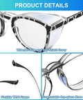 4 Pack Anti Fog Safety Glasses Z87 Plus Blue Light Blocking Eyewear For Nurses, featuring wide shield, flexible frame.