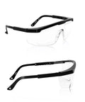 Anti Fog Safety Glasses With Adjustable Temples ANSI Z87 Plus Clear Eyewear, side and angle view