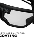 Close-up of Anti Fog Clear Lens Safety Glasses with Ventilated Temples and Scratch Resistant coating