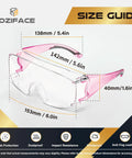 Anti Fog Safety Glasses for Men and Women with Clear Lenses and Non Slip Shields, showing size and features