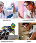 Anti Fog Safety Glasses Clear Goggles Over Spec Protective Eyewear Vision 4 Pack in various use scenarios