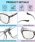 Three Pack Anti Fog Safety Glasses ANSI Z87 High Impact Blue Light Lenses with polycarbonate lens and TR90 frame details