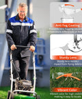 Man mowing lawn wearing Anti Fog ANSI Z87.1 Safety Glasses for Construction and Woodworking, showcasing features: anti-fog, sturdy lens, vibrant color.