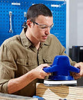 Man wearing Anti Fog Safety Glasses 12 Pack With UV Protection And Scratch Resistant Lenses using power sander in workshop
