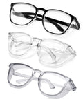 3 Pack Anti Fog Safety Glasses With Side Shields For Women Nurses in black, clear, and grey frames