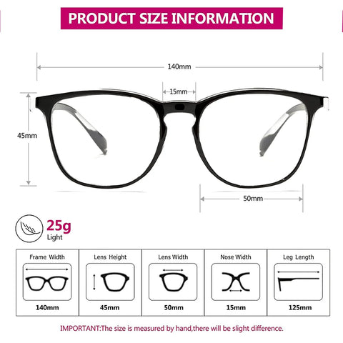 Anti Fog Protective Safety Glasses With Side Shields For Women Nurses, size dimensions and weights illustrated