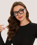 Woman wearing Safety Glasses With Anti Fog Lenses And Shields ANSI Z87 1 UV Protection on white background