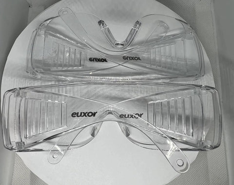Anti Fog Safety Glasses Wide Eye Shield ANSI Z87.1 EN 166 UV Protected 2 Pack, clear polycarbonate lenses