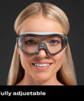 Woman wearing Anti Fog Safety Goggles With Anti Scratch Coating And Adjustable Headband Z87.1, front view