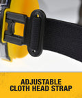 Close-up of adjustable cloth head strap on Anti Fog Safety Goggles With Dual Mold Fit And Clear Hard Coated Lens