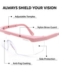 Anti Fog Safety Goggles 2 Pack With Adjustable Temples And Clear Lens ANSI Z87.1, featuring nylon brow guard and side protection.