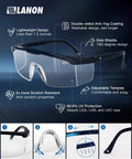 Anti-Fog Safety Goggles With Adjustable Temples, 2.5x ANSI Z87.1, Transmission showcasing lightweight design and side shields.