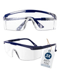 Two pairs of Anti-Fog Safety Goggles With Adjustable Temples, 2.5x ANSI Z87.1, displayed with tag showing 3x anti-fog rating.