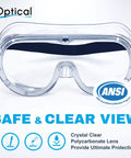 Anti Fog Safety Goggles FDA Registered Fits Over Glasses Lab Scratch Resistant clear polycarbonate