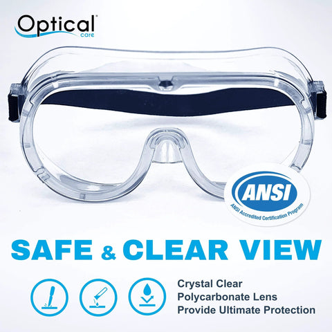 Anti Fog Safety Goggles FDA Registered Fits Over Glasses Lab Scratch Resistant clear polycarbonate