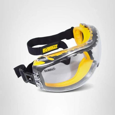 Anti Fog Safety Goggles With Dual Mold Fit And Clear Hard Coated Lens featuring soft rubber seal and adjustable strap.
