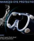 Close-up of clear Anti Fog Safety Goggles Over Glasses For Lab Woodworking Painting 2 Pack with splash protection
