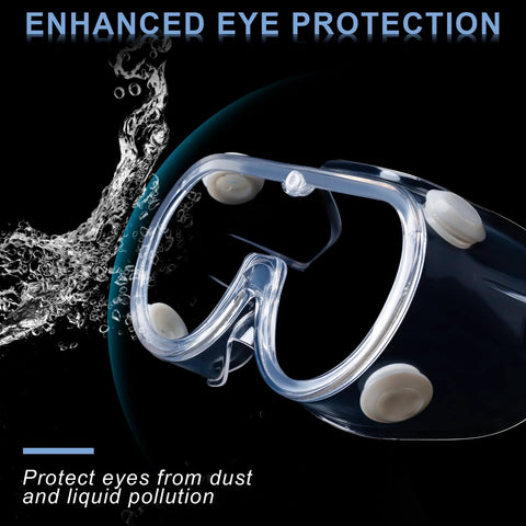 Close-up of clear Anti Fog Safety Goggles Over Glasses For Lab Woodworking Painting 2 Pack with splash protection