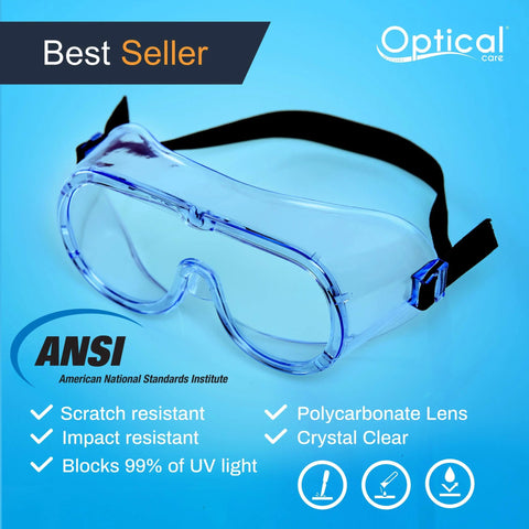 Anti Fog Safety Goggles FDA Registered Fits Over Glasses Lab Scratch Resistant with polycarbonate lens displayed