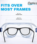 Anti Fog Safety Goggles FDA Registered Fits Over Glasses Lab Scratch Resistant with measurements and over-glasses design