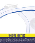 Close-up of vent on Two Pack Anti Fog Safety Goggles With Adjustable Fit And Lightweight Lenses.