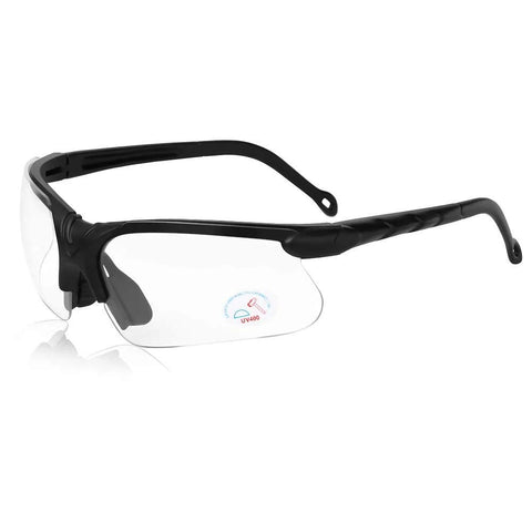 Anti Fog Hunting Glasses With Case For Adults UV400 Wraparound Safety Glasses featuring black frame and clear polycarbonate lenses