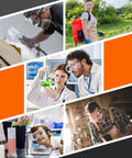 Adults and children wearing Anti-Fog Indirectly Vented Lab Goggles Over Glasses Wide Vision Splash-Proof in various settings