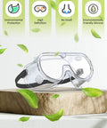 Anti-Fog Indirectly Vented Lab Goggles Over Glasses Wide Vision Splash-Proof with clear lens and adjustable headband