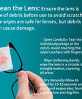 Using Large Anti-Fog Lens Wipes 12x12cm, 100 Count, Individually Wrapped for Glasses with instructions on package.