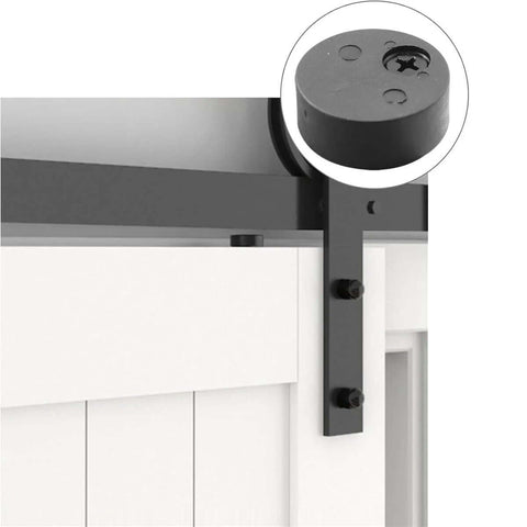 Close-up of 6 Piece Disc Block Sliding Barn Door Hardware Anti Jump Parts Adjustable Stopper Pad for barn door track.