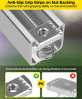 Heavy-duty 3/8 x 15/16 inch spring channel nut and bolt set for 1-5/8 inch strut channel shown in anti-slip installation view