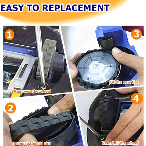 Installation steps for Anti Slip Replacement Tire Set For J7 I7 S9 500 600 700 800 900 E3 E5 Robot Vacuum Cleaners