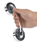 Hand holding Anti Slip Vacuum Suction Cup Handrail For Bathroom And Kitchen, ABS PC Grab Bar With Glass Door Window Handle