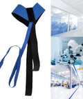 Adjustable Anti Static Ankle Strap Grounder ESD Blue And Black For Electronics Techs, Lab Pros, And Cleanrooms displayed with lab scene