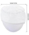 White anti static cleanroom hat, top view with dimensions, breathable working cap for electronics manufacturing and factory workshops.
