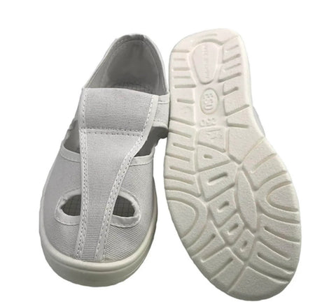Anti Static Four Hole White Shoe For Cleanroom And Electronics Lab Unisex Footwear Pro Grade Size EU 45 275mm PU Sole