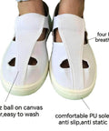 Anti Static Four Hole White Shoe For Cleanroom And Electronics Lab Unisex Footwear Pro Grade Size EU 45, breathable upper view