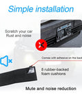 Installation instructions for YALOK Anti Theft License Plate Screws Kits showing adhesive use and noise reduction features
