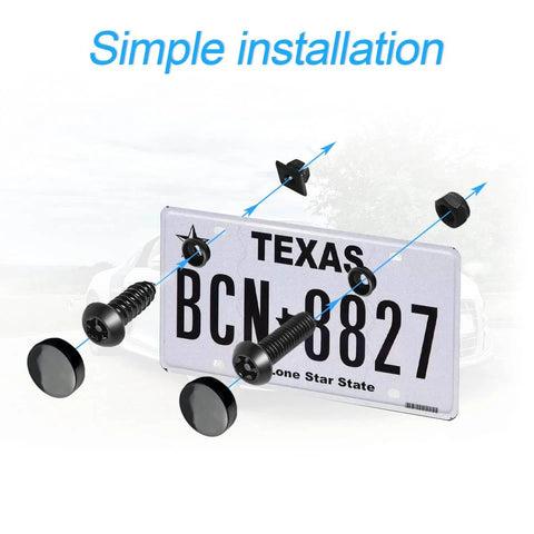 ✝️ YALOK Anti Theft License Plate Screws Kits with Rustproof Stainless Steel, M6 Tamper Proof Fastener Nut, Caps for Car Tag Mounting