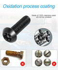 YALOK Anti Theft License Plate Screws Kits- Rustproof Stainless Steel, M6, oxidation process visual, tamper proof fastener nuts