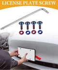 Installation of ✝️ Partuto 1 Set 1/4" M6 Universal Anti Theft License Plate Screws with titanium alloy deep blue bolts on car