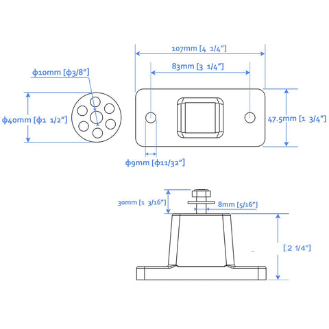 Technical diagram of Achieve quiet, stable operation with a universal anti vibration rubber mounting bracket set for ductless mini split condensers