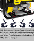 Anti Vibration Rubber Mounts For Generators Compatible With Predator 7000 And 8750 Watt Models 7250 And 9000 Watt Four Large Thick Mounts That Replace 11HP 13HP 389CC And 420CC Engines For Better Stability And Noise Reduction