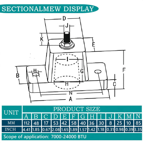 Technical drawing of durable anti vibration pads for outdoor mini split condensers, illustrating dimensions and measurements.