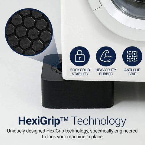 Close-up of Anti Vibration Pads for Washing Machine and Dryer Set of 4 Universal Leveling Feet with HexiGrip technology.