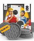 Achieve quiet, stable laundry days with these ultra thin anti vibration pads for washing machines; an eight pack shown with packaging and features