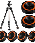 Six Pack 2.95 Inch Anti Vibration Pads For Telescope Mount And Camera Tripod, shown with tripod, for astronomy and photography.