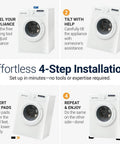 4-step installation guide for Anti Vibration Pads for Washing Machine and Dryer Set of 4 Universal Leveling Feet with step-by-step visuals.